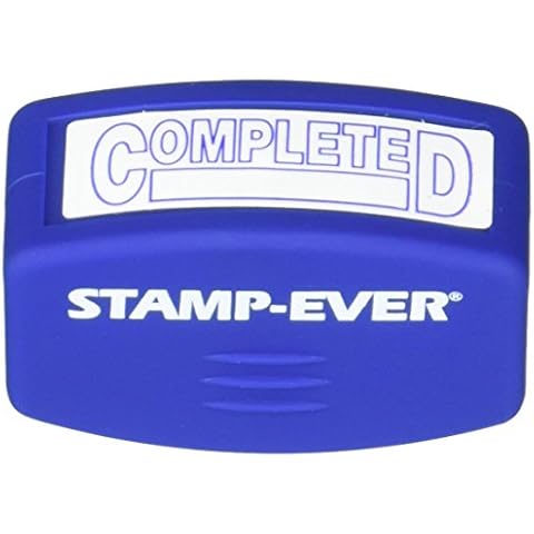Stamp-Ever Pre-Inked Message Stamp, Completed, Stamp Impression Size: 9/16 x 1-11/16 Inches, Blue (5943) Cover