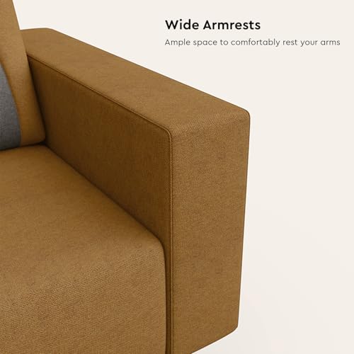 Image of Interio by Godrej Sofa Cresco 1-Seater Fabric Sofa for Living Room, 3-Years Warranty, Solid Wood (Camel and Taupe)