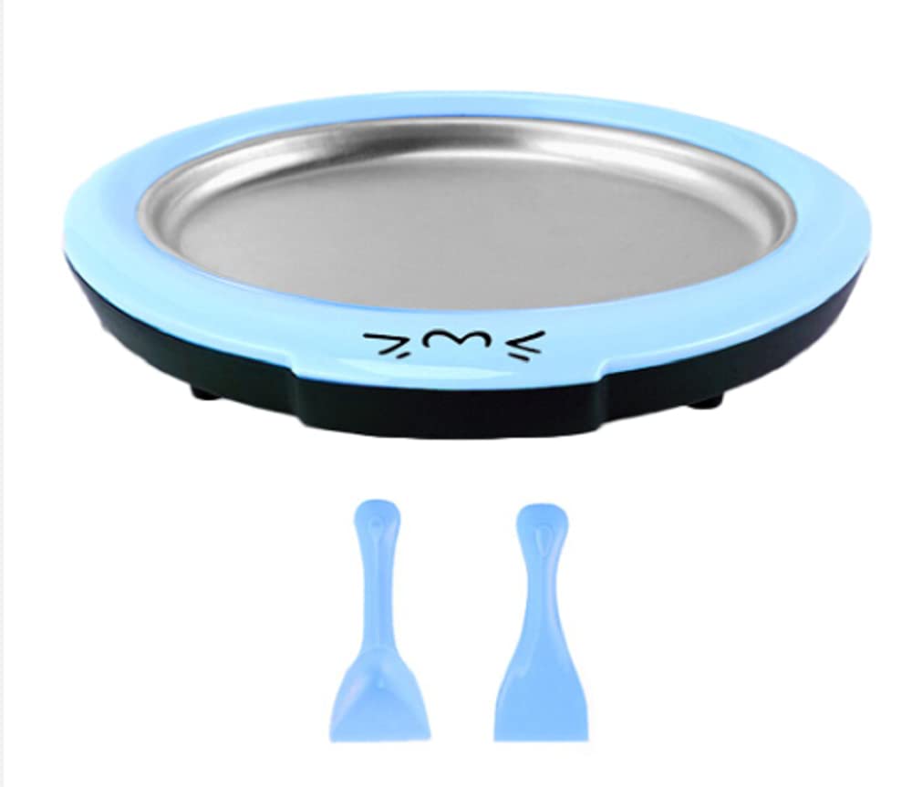 Fried Yogurt Machine Household Mini Ice Maker Children Homemade Fruit Ice Cream Plate Cute Kids Ice Porridge Fried Ice Tray (11.81x8.85 Inches, Blue)