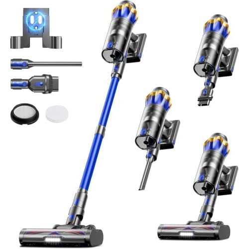 Cordless Vacuum Cleaner, Upgraded 650W 55KPA 70Mins Cordless Stick Vacuum Cleaner with Self-Standing and Touch Screen, Anti-tangle Wireless Vacuum, Vacuum Cleaners for Home/Pet Hair/Carpets/Floors