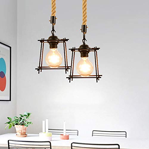 Suspension créative avec cordon en ficelle réglable et structure blanche E27