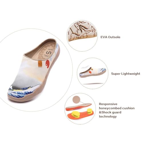 Image of UIN Slipper Woman Travel Art Painted Shoes Wide Toe Casual Home Slip On Mules Malaga