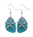 Handmade in Hawaii,"Twin Starfish" Turquoise Bay Blue sea glass earrings,"December Birthstone", (Hawaii Gift Wrapped, Customizable Gift Message)