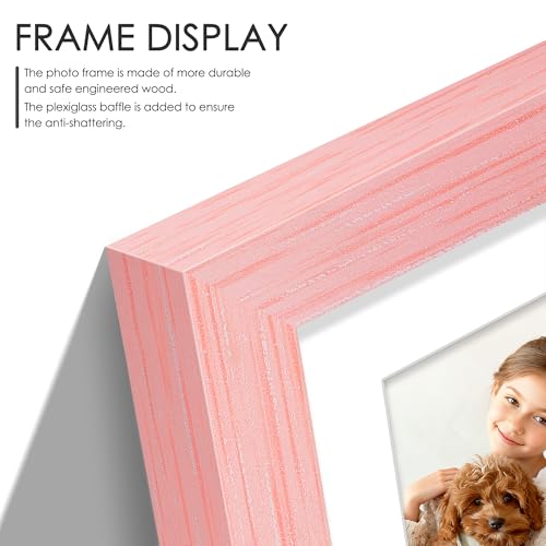 Image of DUENPY 12x16 Picture Frame 5x7 Collage Picture Frame Displays Four 5x7 inch Photos or 12x16 (Without Mat) for Available Horizontal Wall Mounting Display and Vertical Pink