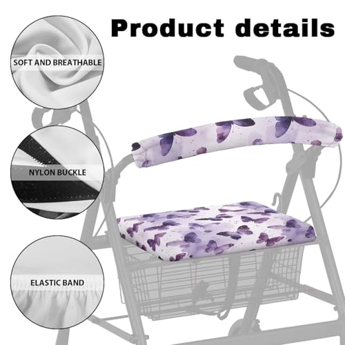 Image of Butterfly Universal Walker Backrest Covers, Soft Rollator Seat and Backrest Covers, Adjustable Seat Covers for Seniors