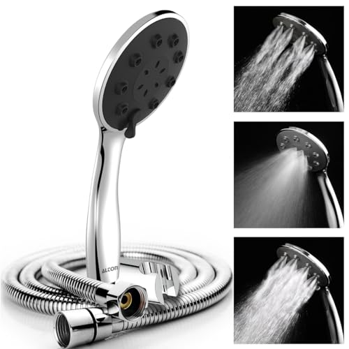 Image of ALTON SHR22301, ABS,3-Function, 4-INCH, Hand Shower With SS-304 Grade 1.5 Mtr Flexible Hose & Wall Hook, Silver