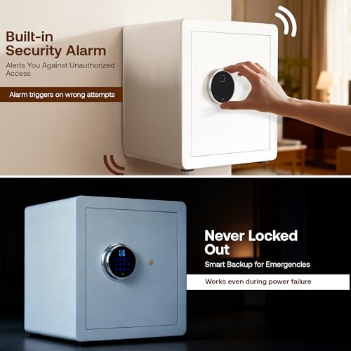 Image of BonKaso 51L Smart Security Safe | Fingerprint PIN Key Access | Adjustable Shelves | Heavy-Duty Metal | Built-in Alarm | Large Capacity Home Office Safe