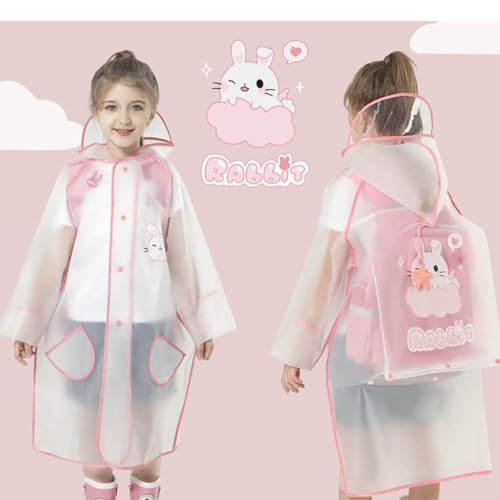 Kids Clear Ponchos With Hood Cartoon Animals Reusable Waterproof Raincoat Hiking School Rain Jacket For Boys Girls2