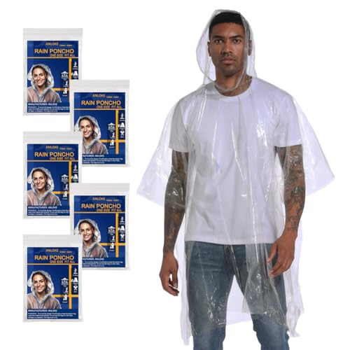 Disposable Rain Ponchos for Adults - Family Pack Ideal for Disney World, Concerts, and Outdoor Events clear3