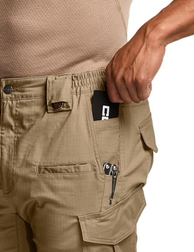 Image of CQR Men's Flex Stretch Tactical Pants, Water Resistant Ripstop Cargo Pants, Lightweight EDC Outdoor Work Hiking Pants