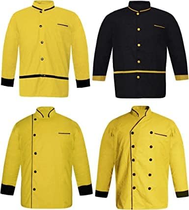 Modern Men's Chef Jacket Chef Coat With 10 Color Size Chef Uniform (X-S TO 6-XL) Pack Of 4 (SR-05) Shirt.