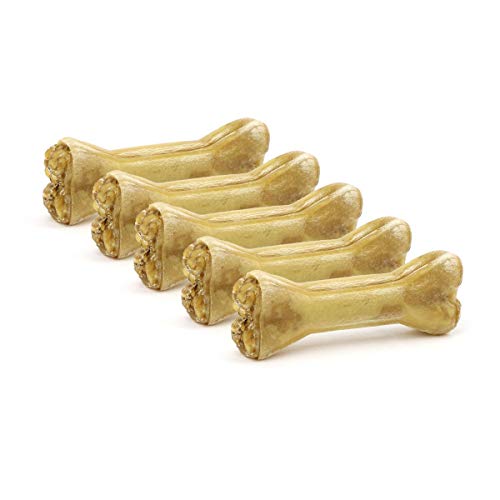 DOGBOSS 100% Natur Kauknochen Hundeknochen, Rinderhaut mit Energielieferanten, 5 Stück 12 cm