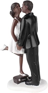 Cake Topper Wedding Resin Groom Kissing Bride Black Couple Figurine Cake Topper Decor perfecl Decoracion de la torta