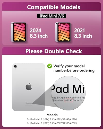 Image of Clear Keyboard Case for iPad mini 7 A17 Pro(2024) & Mini 6 (2021) 8.3 inch, 7-Color Backlit Wireless Keyboard with Touchpad, 360 Rotating Stand, Pencil Holder for iPad mini 7th /6th Generation, Pink