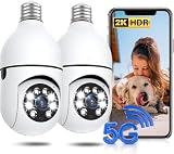 Light Bulb Security Camera 2 Pack, 5g/2.4ghz Lightbulb Security Cameras Wireless Outdoor EseeCloud, 2K 360 Front Porch Cam Screw in Light Socket Motion Sensor Color Night Vision 2-Way Audio (4 Pack)