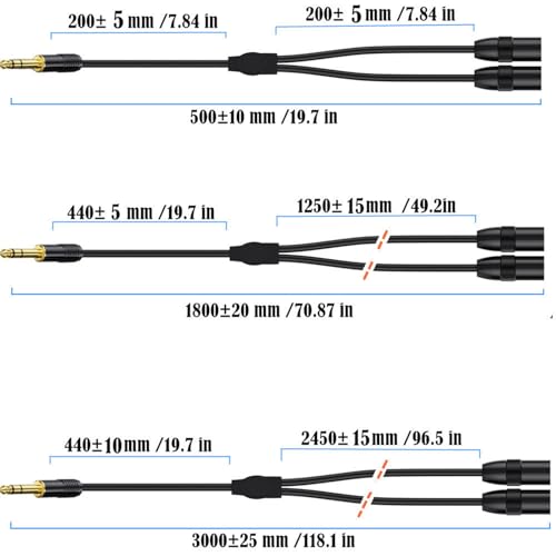 Cable adaptador Jack 6.35mm a 2x 3 Pines macho doble miniatura 4