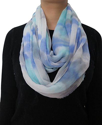 Lina & Lily Rainbow Tie Dye Frayed Infinity Scarf Small Size for Spring Fall