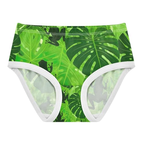 Toddler Briefs, Green Tropical Leaves Frog Cotton Underwear Girls, 2–8 Years