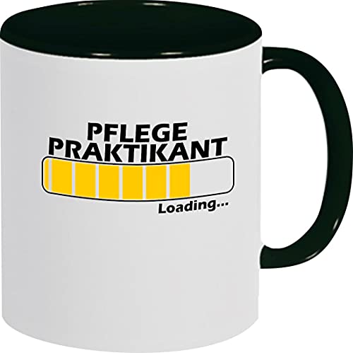 Tasse Kaffee Pott Loading Pflege Praktikant Ausbildung Abschluss Job Kollegen, Spruch Sprüche, Teetasse, Farbe Schwarz