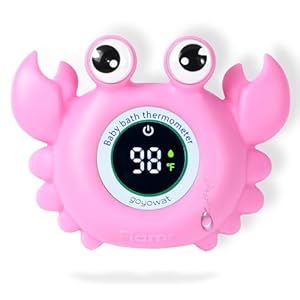 Baby Bath Thermometer,Baby Bath,Newborn Swimming Safety Toy,Bathtub Water Thermometer,Large Eyed Crab Toy Floating Water Temperature Gauge Baby Temperature Warning,Girl Baby Pink