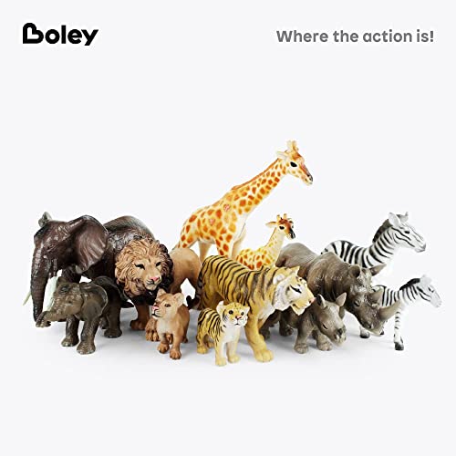 Boley 12 Piece Safari Animal Set - Different Varieties Of Zoo Animals, Jungle Animals, African Animals, And Baby Animals - Great Educational And Child Development Toy For Kids, Children, Toddlers #TOP6