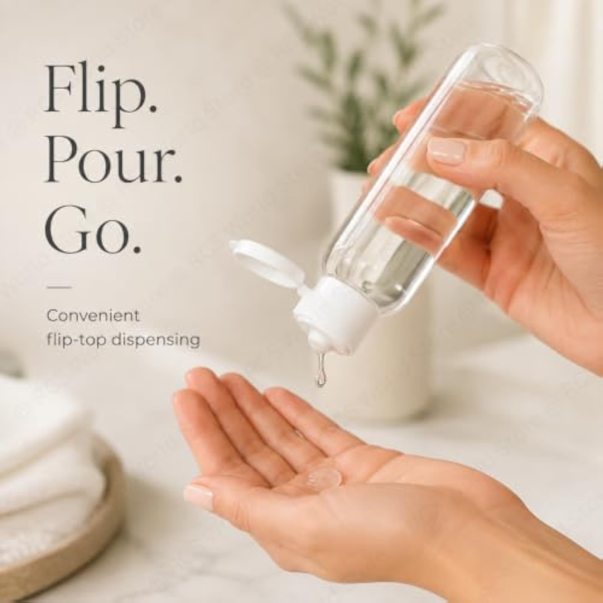 100ml Refillable Flip Top Bottles, 2 Pcs Leak-Proof