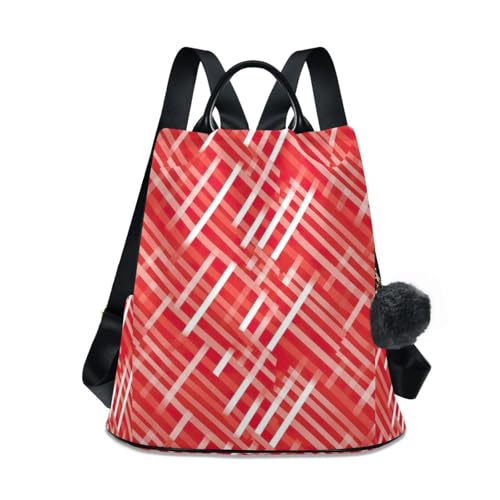 Mochila diagonal con cremallera trasera de seguridad bolso cruzado de rayas rojas