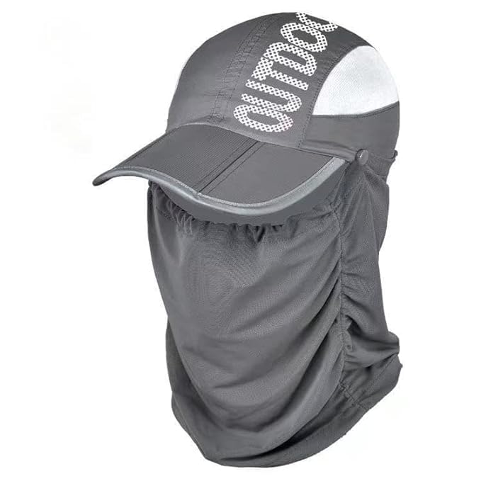 Unisex Polyester Sun Cap Fishing Hat , UV Protection, Lightweight Baseball Hat, Detachable Neck Flap & Face Cover, Windproof (Multi Color), Free Size