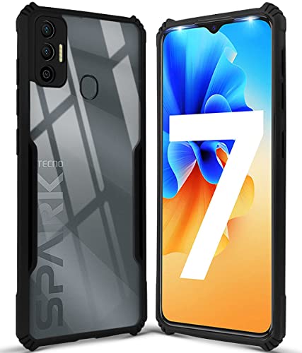 Image of Jkobi Hard PC Crystal Bumper Shockproof Back Cover Case for Tecno Spark 7 | 7T with Camera Protection (Matte Black)