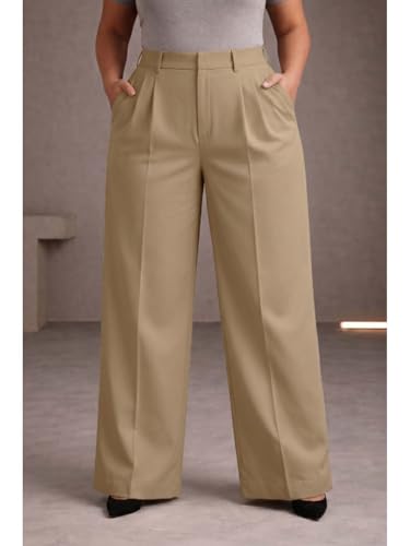 Image of KOTTY Plus Size Women's High Waist Comfortable Straight Fit Formal Pants