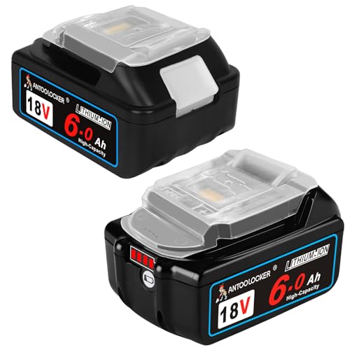 ANTOOLOCKER Replacement for Makita 18v Battery: 2 Packs 6.0ah High Capacity Lithium Ion Batteries Compatible with 18 Volt BL1860 BL1820BL1830 BL1840 BL1850 for Cordless Power Tools