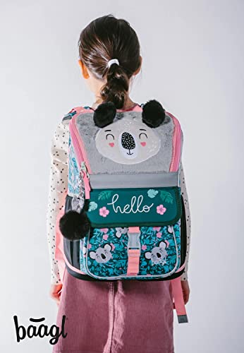 Baagl školska torba za djevojčice, set od 3 komada, školska torba za 1. razred, torba za osnovnu školu s remenom za prsa, ergonomski školski ruksak (Baby Koala)