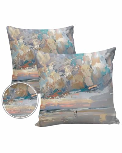 Abstract Grey Outdoor Pillow Cover 26x26 Inch Cushion Sham Case,Waterproof Decorative Square Throw Pillowcase for Outside Garden Patio Porch Couch Chair Tent Contemporary Graffiti Art Coastal Summer