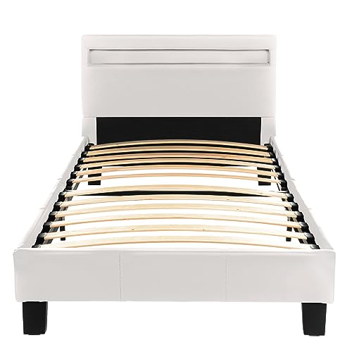 Home Deluxe - LED Bett Astro - Weiß, 90 x 200 cm - Inkl. Lattenrost I...