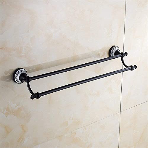 Toallero barra doble de pared fabricado en cobre negro antióxido para baño