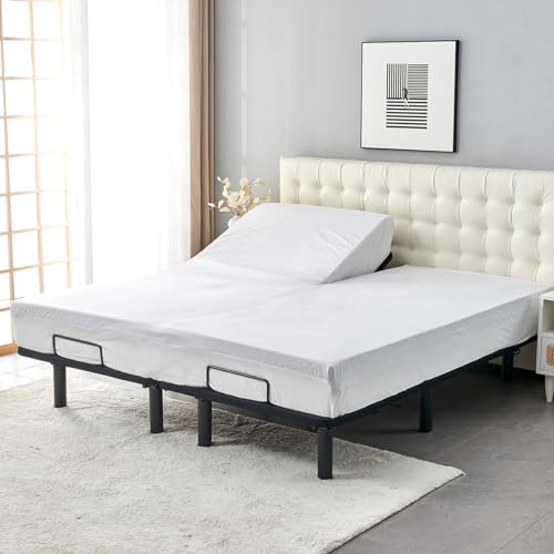 Image of Waterproof 32-34 inch Split Top Queen Mattress Protector for Adjustable Bed Soft Jersey Fitted Matress Cover
