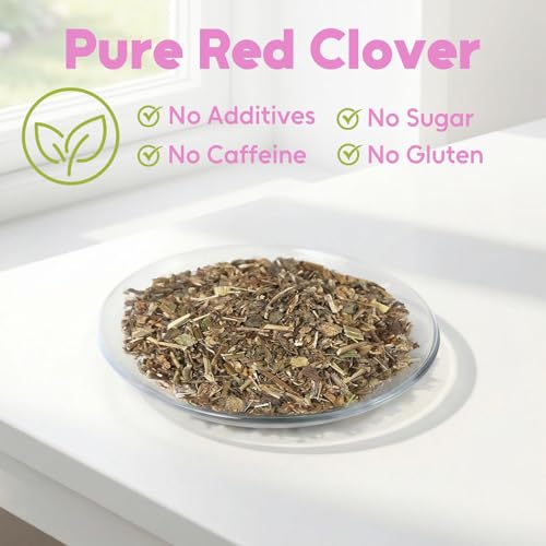 Image of Olvvla - Red Clover Tea Bags - 80 Count - Natural Premium Red Clover Herb | Edible red clover flower herb blend, Non-GMO and caffeine-free, light grassy scent, wellness infusions