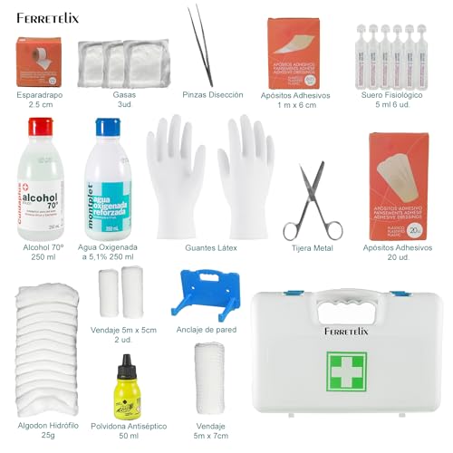 FERRETELIX® Botiquín Maletín de Primeros Auxilios Homologado con Dotación Grande – 370 mm x 250 mm x 90 mm – Fabricado en España Lleva un accesorio incorporado para poder sujertarlo a la pared - imagen 2