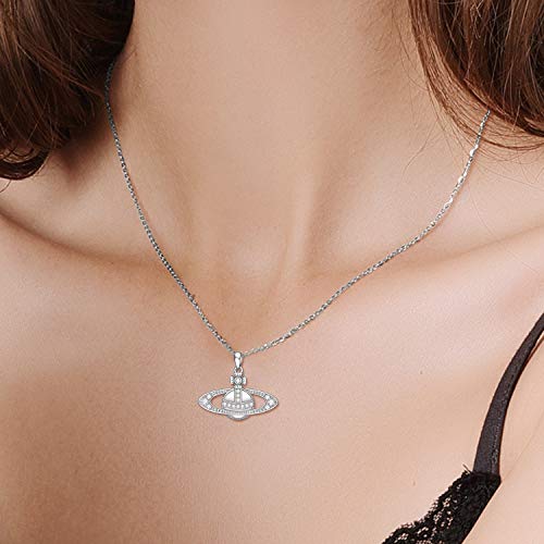 LILALO Sterling Silver Saturn Necklace Opal Moonstone Planet Saturn Jewelry Gifts for Women Teens Birthday 5