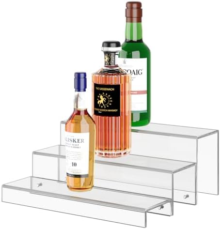Amazon.com: Vevitts 3 Tiers Assembled Bar Bottle Rack Display, Clear ...