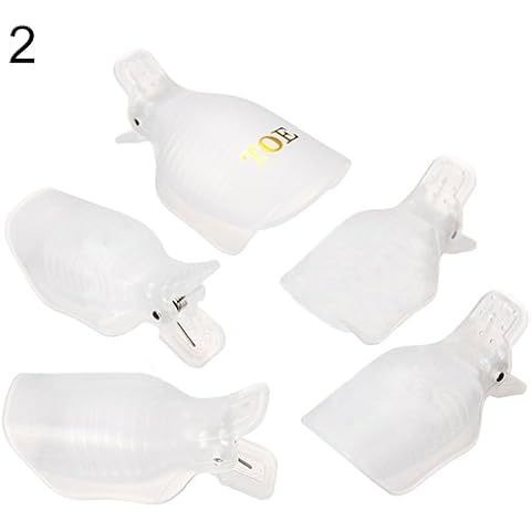 shyymaoyi Toe Nail and Finger Nail Soak Off Cap Clips,Nail Art Gel Polish Remover Reusable Clamp Nail Art Tips 5Pcs White Cover