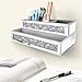 XIHACTY Mirror Hair Dryer Holder Upgrade Crystal Crush Diamond Hair Tool Organizer Wall Mount. Silver Bathroom Cabinet Tray for Blow Dryers, Hairdryer Straightener, Makeup,Brushes .(10.5”x7”x5”)