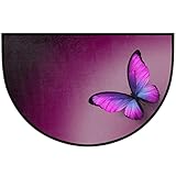 cfpolar Bathroom Rugs Half Round Door Mat Indoor Entrance, Butterfly Purple Non Slip Absorbent Doorm