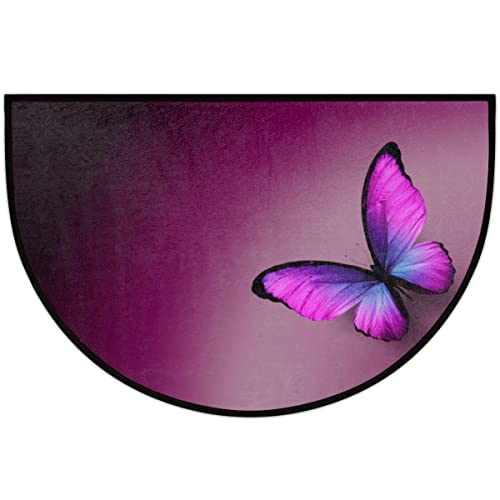 Cfpolar Bathroom Rugs Half Round Door Mat Indoor Entrance, Butterfly Purple Non Slip Absorbent Doormats, 24 X 36 In Wear Resistant Semi Circle Floor Mats Area Rugs For Home Kitchen #TOP22