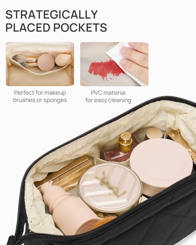 Telena Puffer Makeup Bags for Women, Nylon Puffy Padded Make Up Bags for Women Makeup Organizer Case, Wide-open Makeup Pouch Travel Essentials4