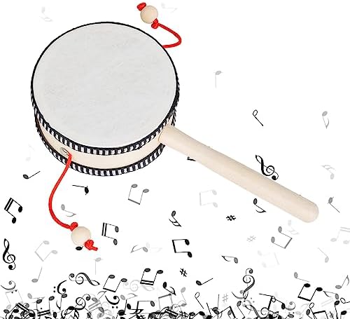 Rattle Drum Hand Rattle Drum Musical Educational Traditional Percussion Instrument Toy for Girls Early Childhood Development Toy Music for Wooden Percussion Instruments - 1