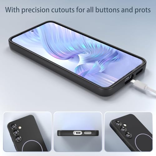 Image of DIZORO Microfiber Candy Case Compatible for Samsung S26 5g Magnetic Silicone Case, Compatible with MagSafe Shockproof, Slim, Anti-Scratch Soft Non-Slip Body Protective Back Cover (Black)