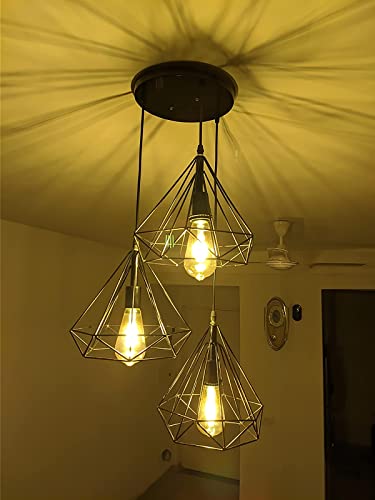 Image of Geometric Pendant Lighting, Geometric Modern Hanging Light Ceiling Fixture for Kitchen Island, Foyer, Hallway, Bedroom and Entryway (Bulb Include) Black Diamond