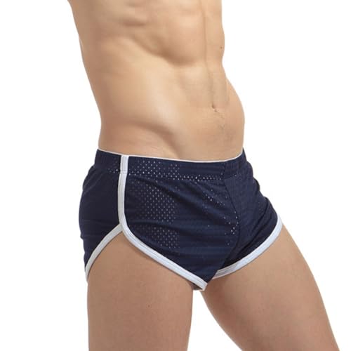 Mens See Through Shorts Sexy Mesh Underwear Split Side Boxer Loose Lounge Breathable Underpants4