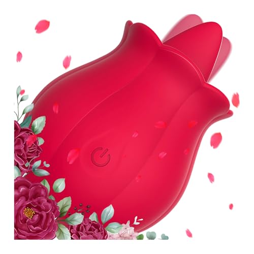 Image of Yume Sex Toys for Women, Rose Toy Vibrator with Licking Motion, Red | Flexible tongue motion and vibrating petals create layered external stimulation in a compact, easy-to-guide design.